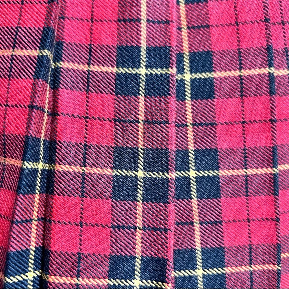 Vintage Red Tartan Plaid Pleated Skirt Made in USA Preppy 80s 90s Size XS